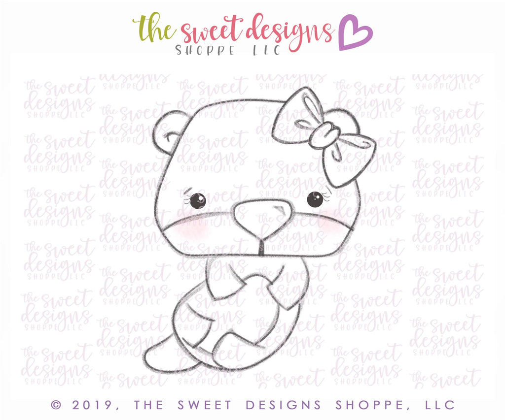 Cookie Cutters - Girly Otter - Cookie Cutter - The Sweet Designs Shoppe - - 2018, ALL, Animal, Animals, Cookie Cutter, Promocode, Valentines, valentines collection 2018