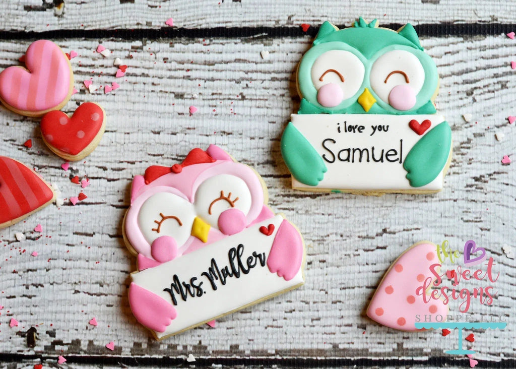Cookie Cutters - Girly Owl With Letter v2- Cookie Cutter - The Sweet Designs Shoppe - TSDS - - ALL,Animal,Animals,Cookie Cutter,Grad,graduations,Love,Miscelaneous,Plaque,Promocode,School,School / Graduation,Valentines