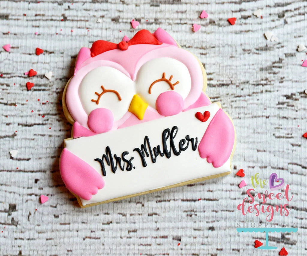 Cookie Cutters - Girly Owl With Letter v2- Cookie Cutter - The Sweet Designs Shoppe - TSDS - - ALL,Animal,Animals,Cookie Cutter,Grad,graduations,Love,Miscelaneous,Plaque,Promocode,School,School / Graduation,Valentines