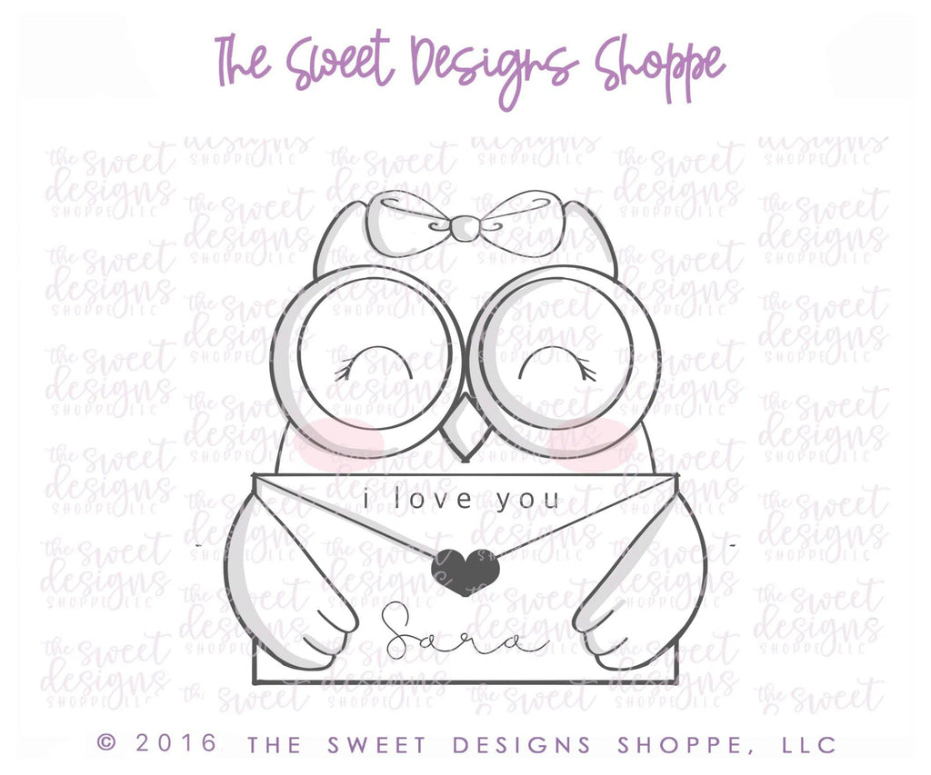 Cookie Cutters - Girly Owl With Letter v2- Cookie Cutter - The Sweet Designs Shoppe - - ALL, Animal, Cookie Cutter, Grad, graduations, Love, Miscelaneous, Plaque, Promocode, School, School / Graduation, Valentines