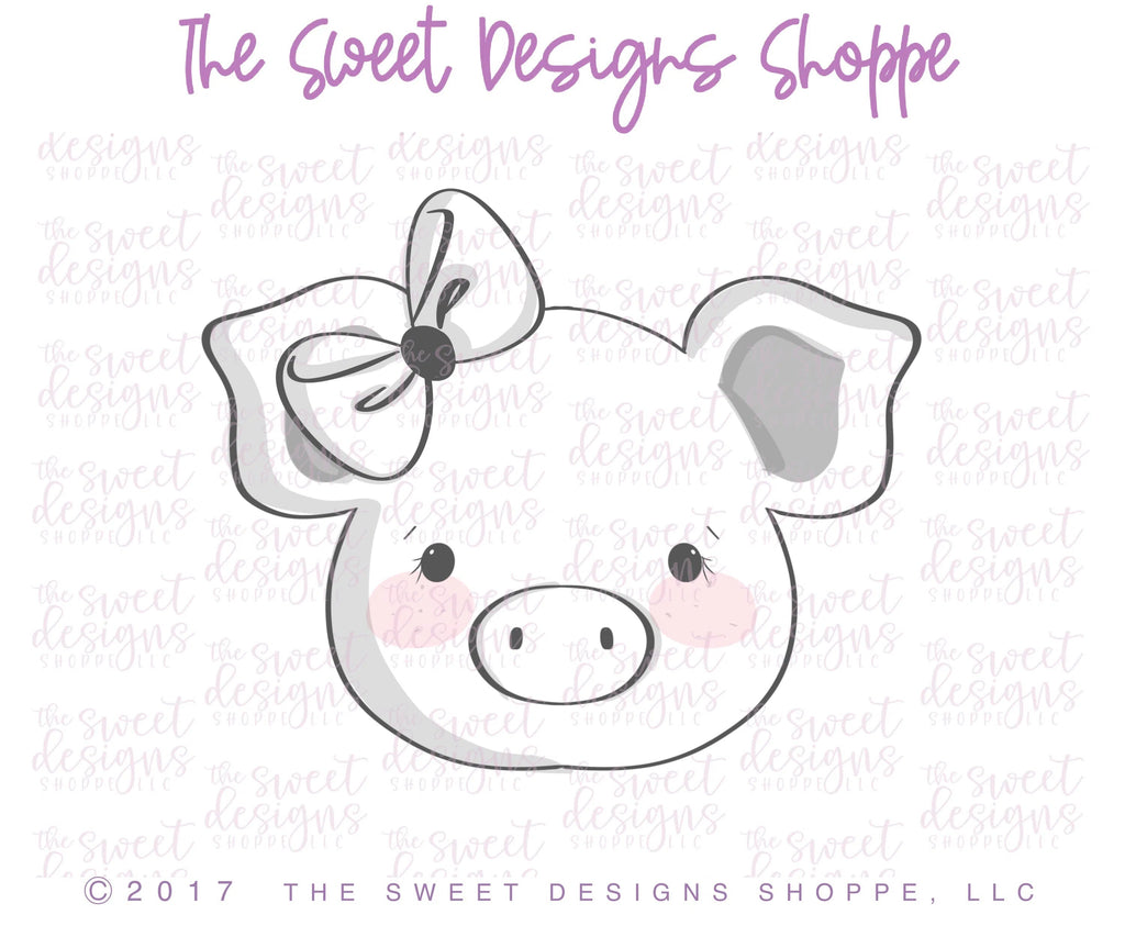 Cookie Cutters - Girly Pig Face - Cutter - Sweet Designs Shoppe - - ALL, Animal, Animals, Cookie Cutter, Farm, Pig, Promocode, Valentines