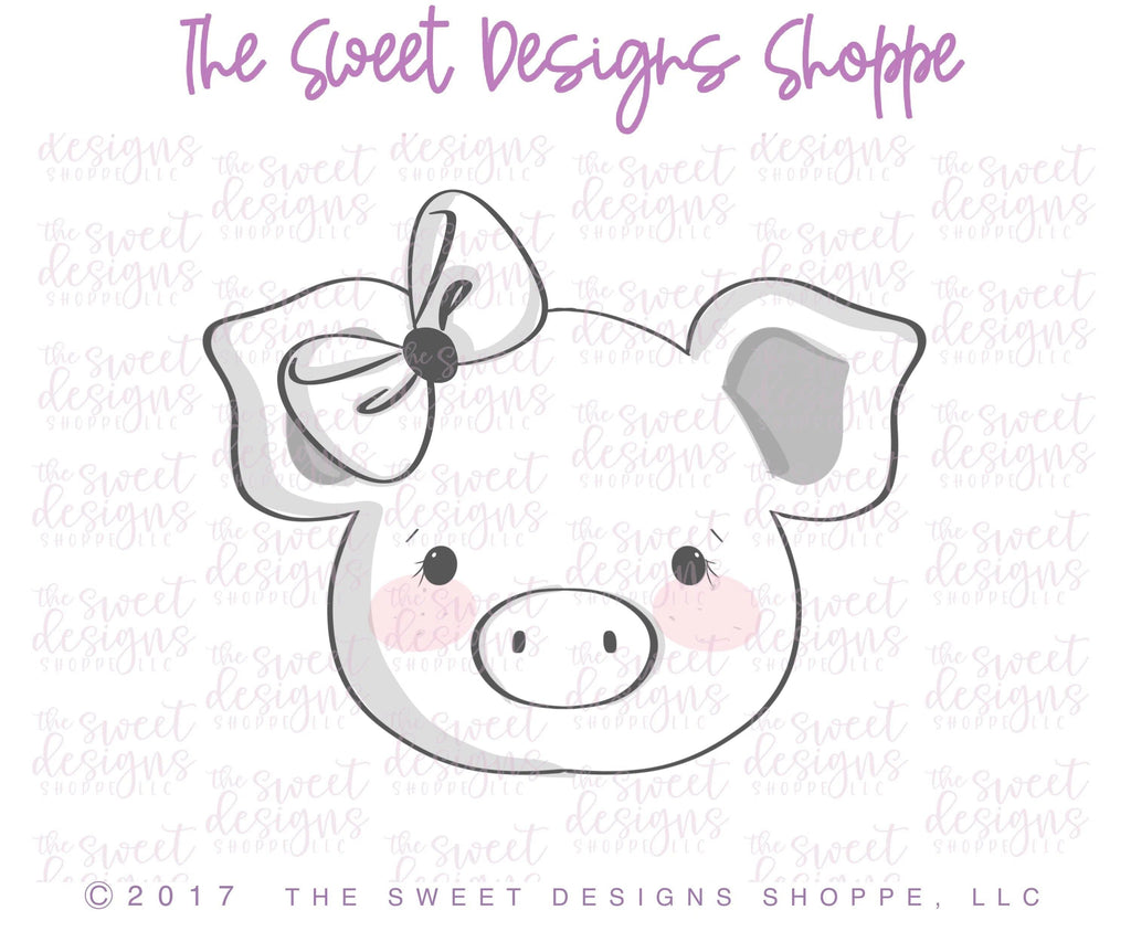 Cookie Cutters - Girly Pig Face - Cookie Cutter - The Sweet Designs Shoppe - - ALL, Animal, Animals, Cookie Cutter, Farm, Pig, Promocode, Valentines