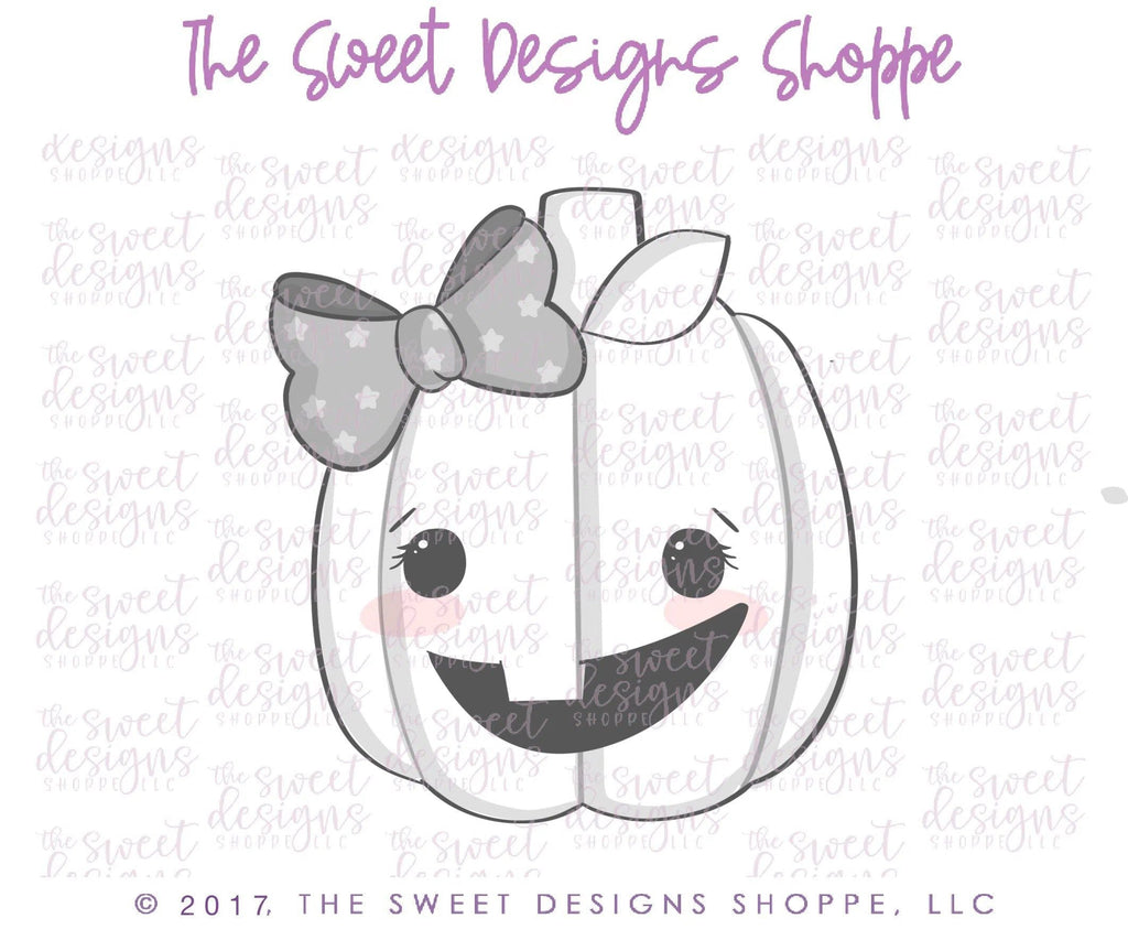 Cookie Cutters - Girly Pumpkin v2- Cookie Cutter - The Sweet Designs Shoppe - - ALL, Cookie Cutter, Customize, Fall, Fall / Halloween, Fall / Thanksgiving, Food, Food & Beverages, halloween, monster, Promocode, Pumpkin, thanksgiving, zombie, Zombies, Zombies and Monsters