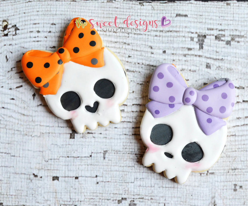 Cookie Cutters - Girly Skull - Cookie Cutter - The Sweet Designs Shoppe - - ALL, Bow, cookie cutters, Customize, Day of the dead, Day of the Death, dia de los muertos, Dia de Muertos, Fall / Halloween, halloween, Miscellaneous, monster, Promocode, Skull, Zombies