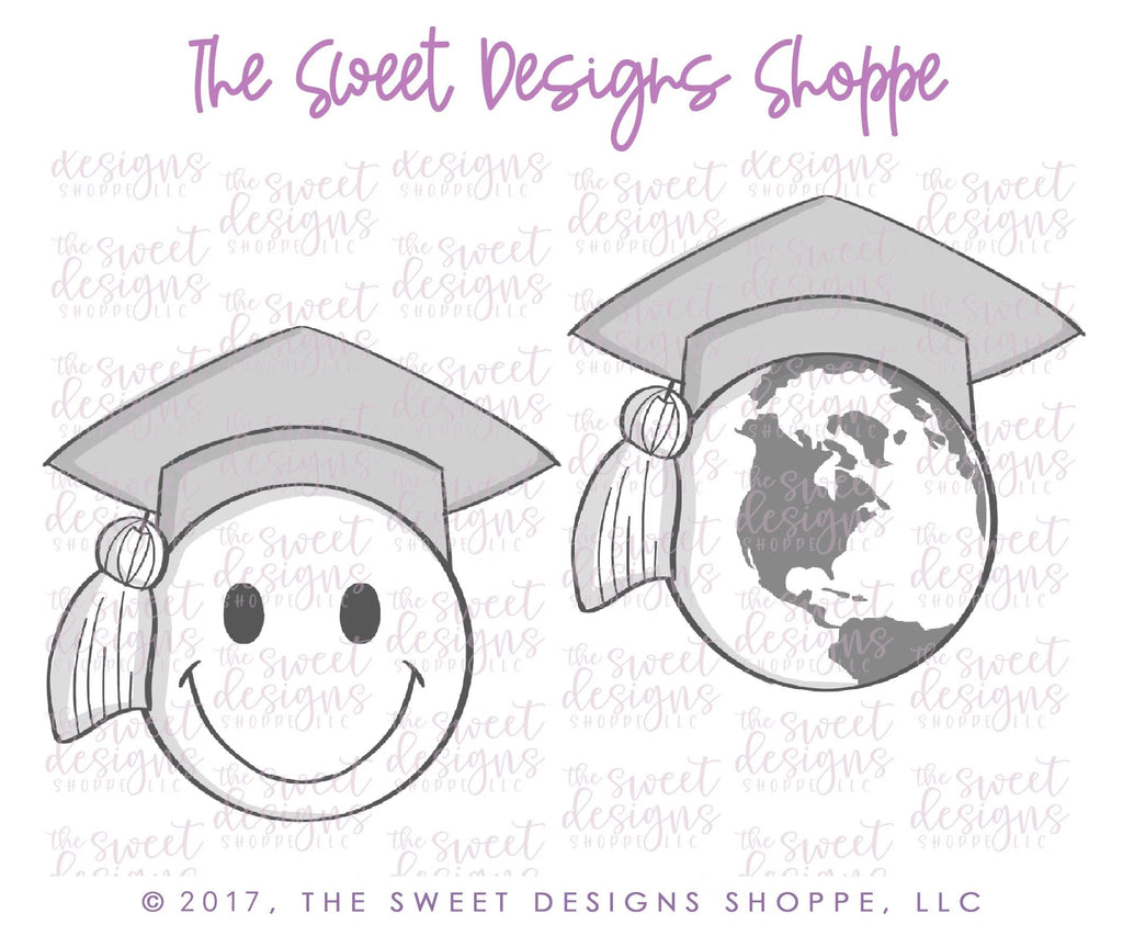 Cookie Cutters - Globe with Cap V2 - Cookie Cutter - Sweet Designs Shoppe - - ALL, celebration, Cookie Cutter, Grad, graduation, graduations, Plaque, Promocode, School, School / Graduation, travel