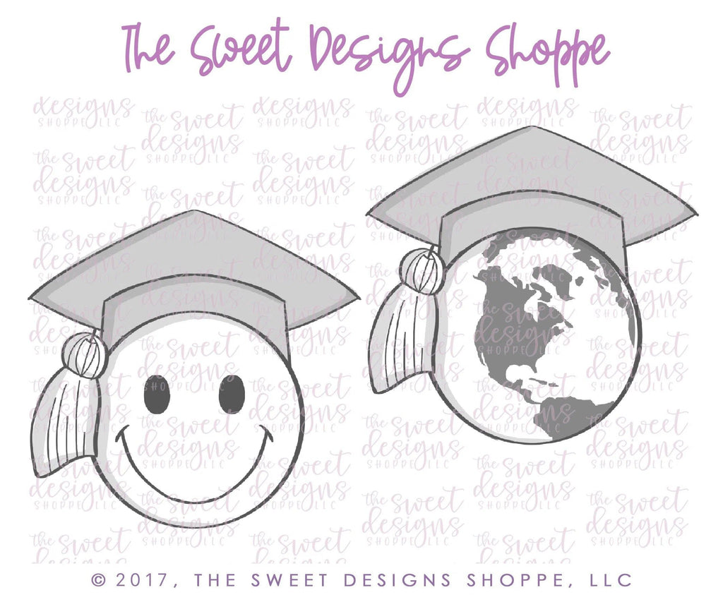 Cookie Cutters - Globe with Cap V2 - Cookie Cutter - The Sweet Designs Shoppe - TSDS - - ALL,celebration,Cookie Cutter,Grad,graduation,graduations,Plaque,Promocode,School,School / Graduation,travel