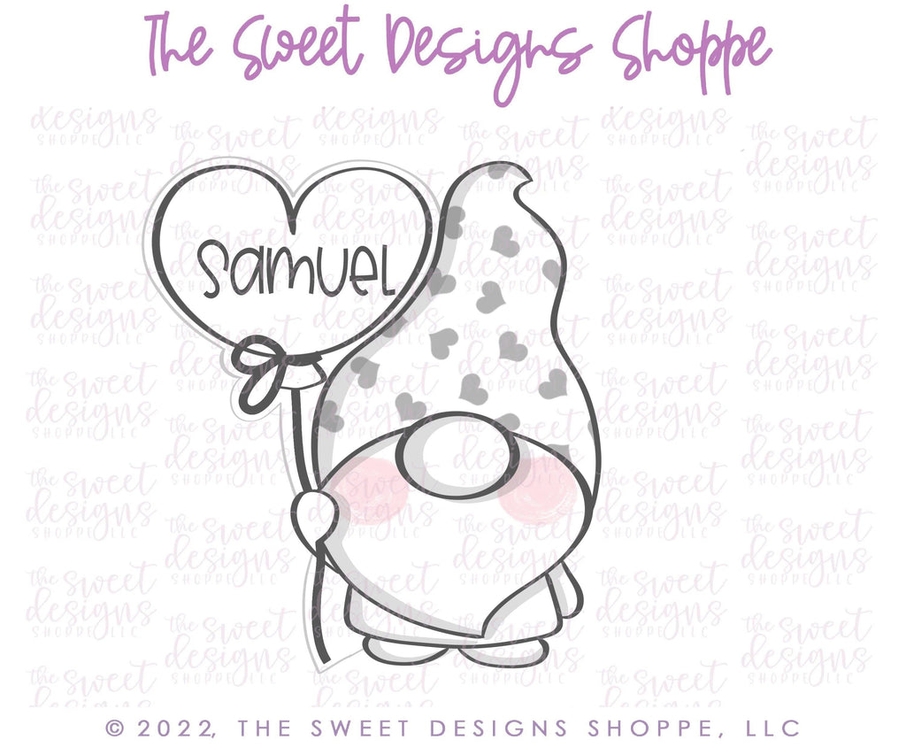 Cookie Cutters - Gnome with Heart Balloon - Cookie Cutter - The Sweet Designs Shoppe - TSDS - - ALL,Cookie Cutter,gnome,kids,Kids / Fantasy,Promocode,valentine,valentines