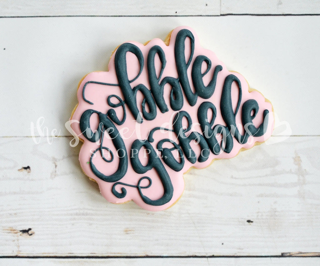 Cookie Cutters - Gobble, gobble Plaque - Cookie Cutter - Sweet Designs Shoppe - - 2018, ALL, Cookie Cutter, Customize, Fall, Fall / Halloween, Fall / Thanksgiving, halloween, Lettering, plaque, Plaques, Promocode, thanksgiving