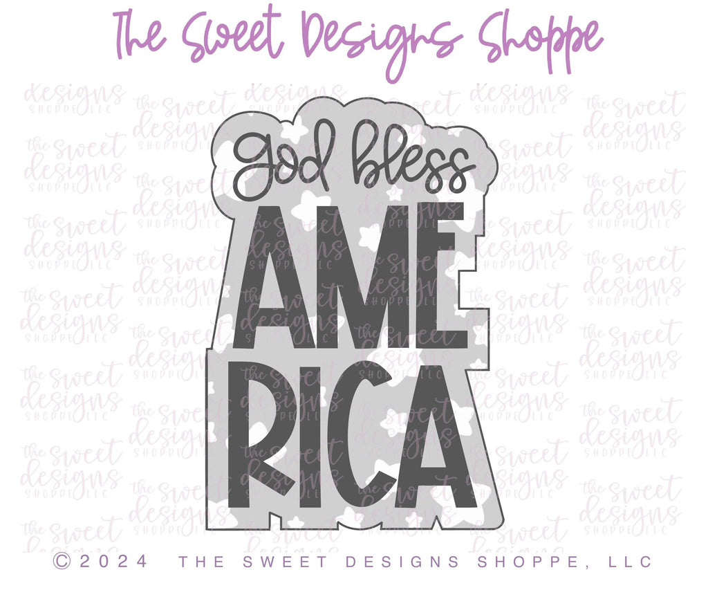 Cookie Cutters - god bless AMERICA Plaque - Cookie Cutter - The Sweet Designs Shoppe - TSDS - - 4th,4th July,4th of July,ALL,Cookie Cutter,handlettering,Patriotic,Plaque,Plaques,PLAQUES HANDLETTERING,Promocode,STL,USA