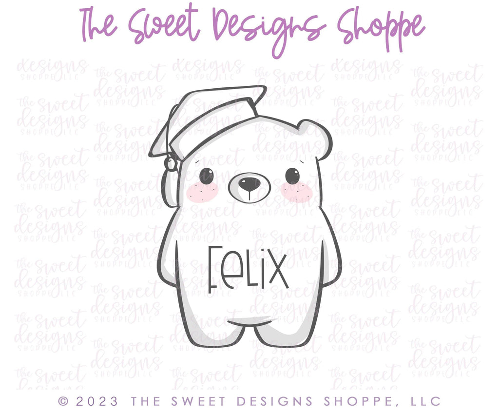 Cookie Cutters - Grad Bear - Cookie Cutter - The Sweet Designs Shoppe - TSDS - - ALL,Animal,Animals,Animals and Insects,award,Cookie Cutter,diploma,Grad,Graduation,graduations,Promocode,School,School / Graduation