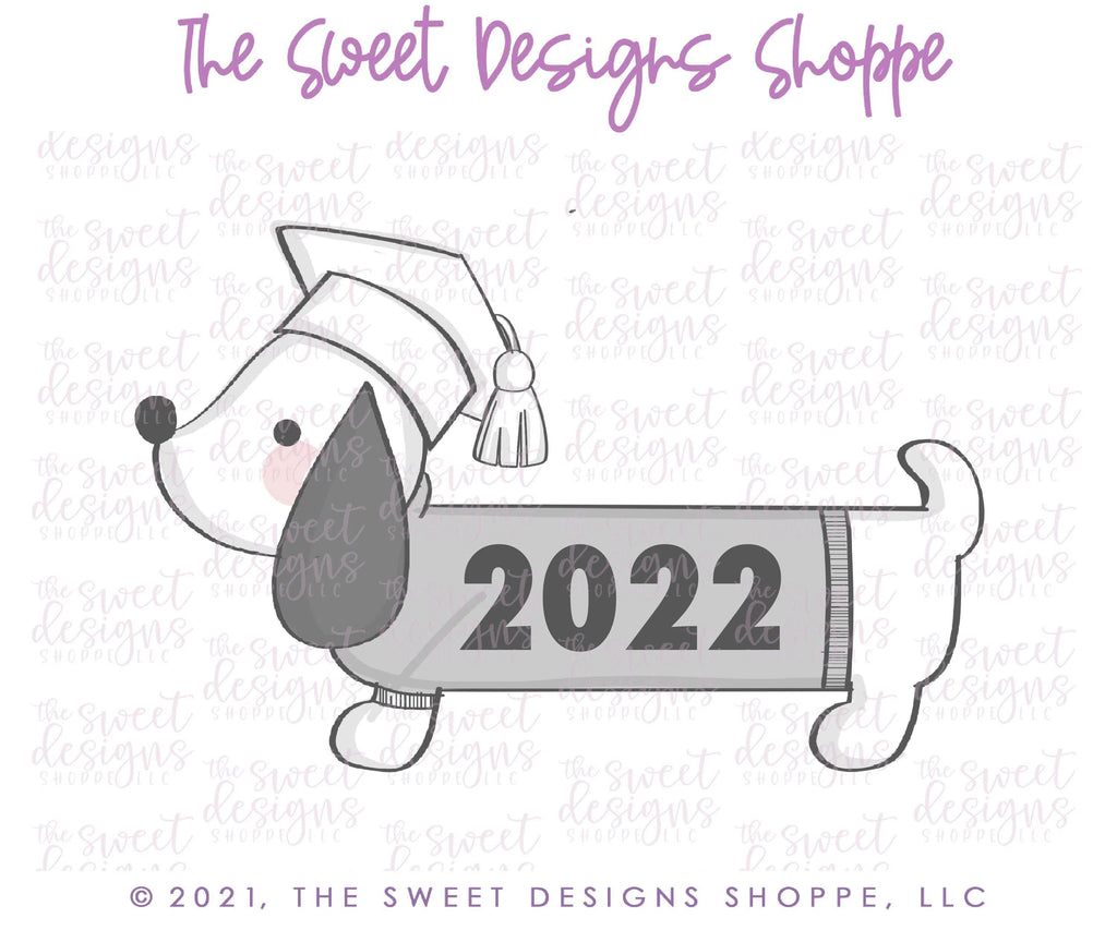 Cookie Cutters - Grad Dachshund Dog - Cookie Cutter - The Sweet Designs Shoppe - - ALL, Animal, Animals, Animals and Insects, back to school, Cookie Cutter, Grad, Graduation, graduations, Promocode, School, School / Graduation