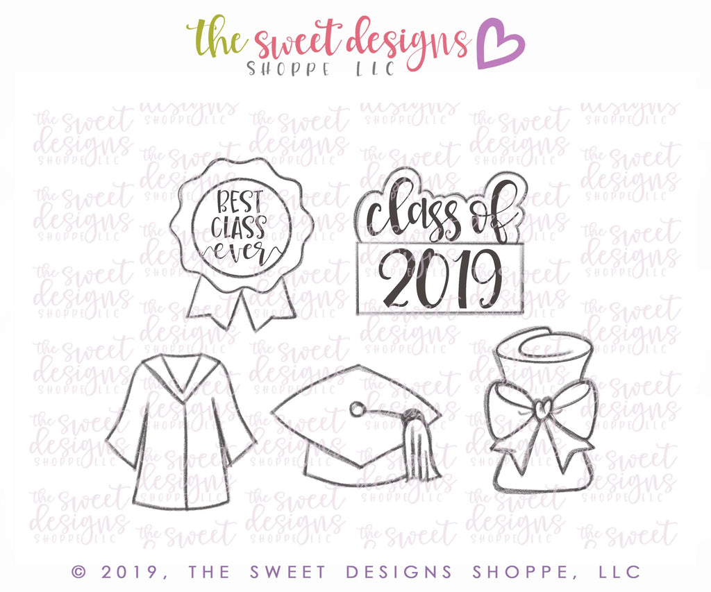 Cookie Cutters - Grad Set - Cookie Cutters - The Sweet Designs Shoppe - TSDS - - ALL,back to school,Cookie Cutter,Grad,Graduation,graduations,Mini Sets,Promocode,regular sets,School,School / Graduation,set,STL