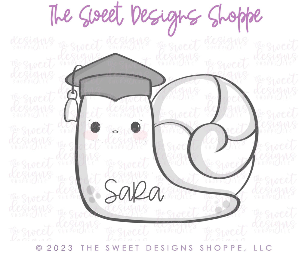 Cookie Cutters - Grad Snail - Cookie Cutter - The Sweet Designs Shoppe - - ALL, Animal, Animals, Animals and Insects, award, Cookie Cutter, diploma, Grad, Graduation, graduations, Promocode, School, School / Graduation