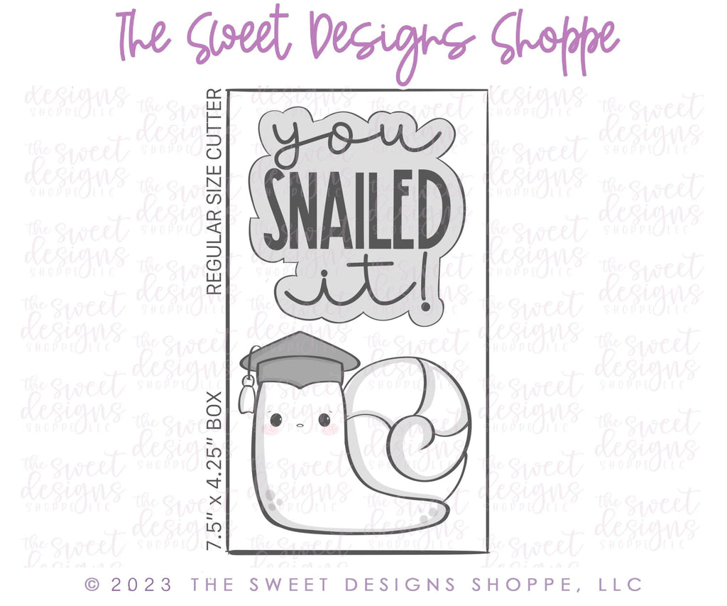 Cookie Cutters - Grad Snail & you SNAILED it! Plaque Cookie Cutters Set - Set of 2 - Cookie Cutters - The Sweet Designs Shoppe - TSDS - - ALL,Animal,Animals,Animals and Insects,Cookie Cutter,Grad,Graduation,graduations,Lettering,Mini Sets,Plaque,Plaques,PLAQUES HANDLETTERING,Promocode,regular sets,School,School / Graduation,set,text