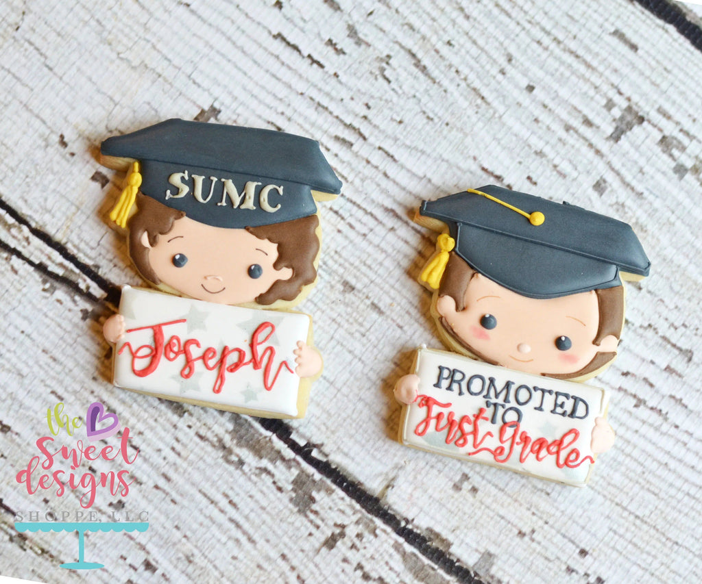 Cookie Cutters - Graduate Boy Holding Diploma v2- Cookie Cutter - The Sweet Designs Shoppe - - ALL, celebration, Cookie Cutter, Customize, Grad, graduation, graduations, Promocode, School, School / Graduation