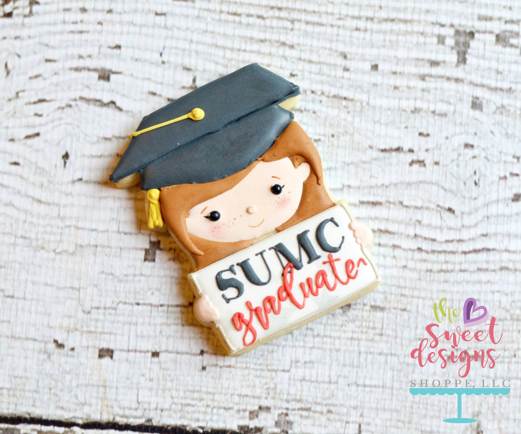 Cookie Cutters - Graduate Girl Holding Diploma - Cookie Cutter - The Sweet Designs Shoppe - - ALL, celebration, Cookie Cutter, Customize, Grad, graduation, graduations, Promocode, School, School / Graduation