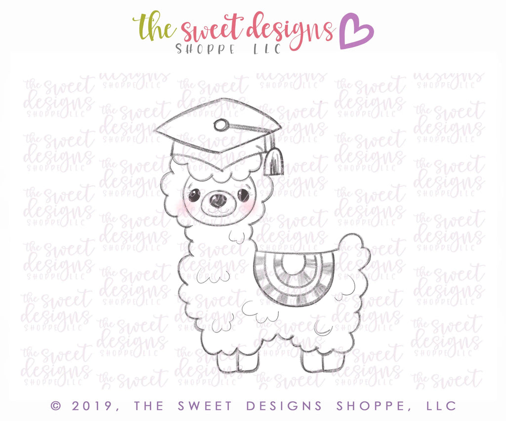 Cookie Cutters - Graduating Llilla the Llama - Cookie Cutter - The Sweet Designs Shoppe - - ALL, Animal, Animals, Cookie Cutter, Fantasy, Grad, graduations, Llama, Promocode, School / Graduation