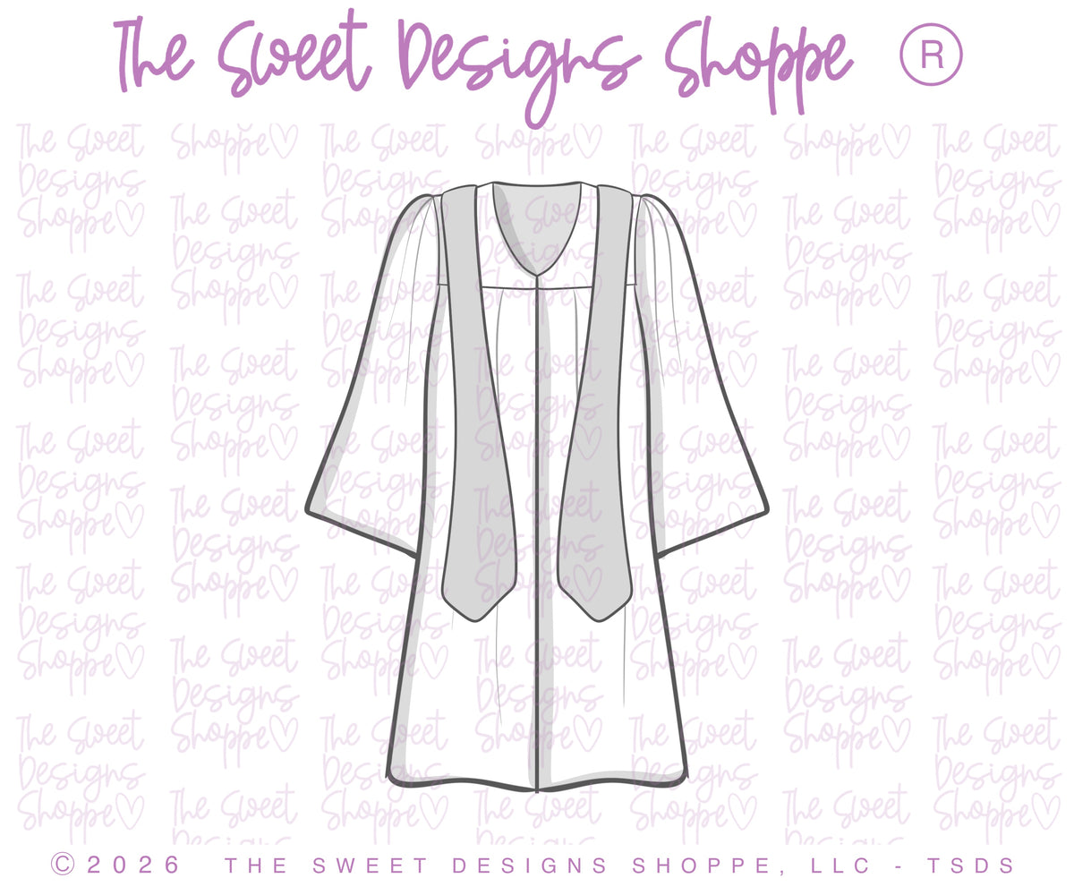 Cookie Cutters - Graduation Gown with Flowers - Cookie Cutter - The Sweet Designs Shoppe - TSDS - - ALL,award,back to school,Cookie Cutter,diploma,Grad,Graduation,Graduation gown with flowers,graduations,mothers,Promocode,School,School / Graduation,school supplies,STL