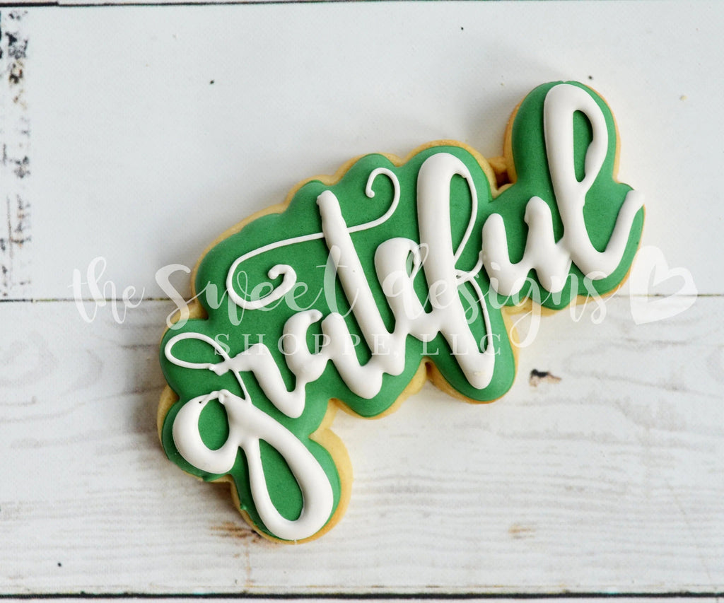 Cookie Cutters - Gratefull Plaque - Cookie Cutter - Sweet Designs Shoppe - - 2018, ALL, Cookie Cutter, Customize, Fall, Fall / Halloween, Fall / Thanksgiving, halloween, Lettering, Plaques, Promocode, thanksgiving
