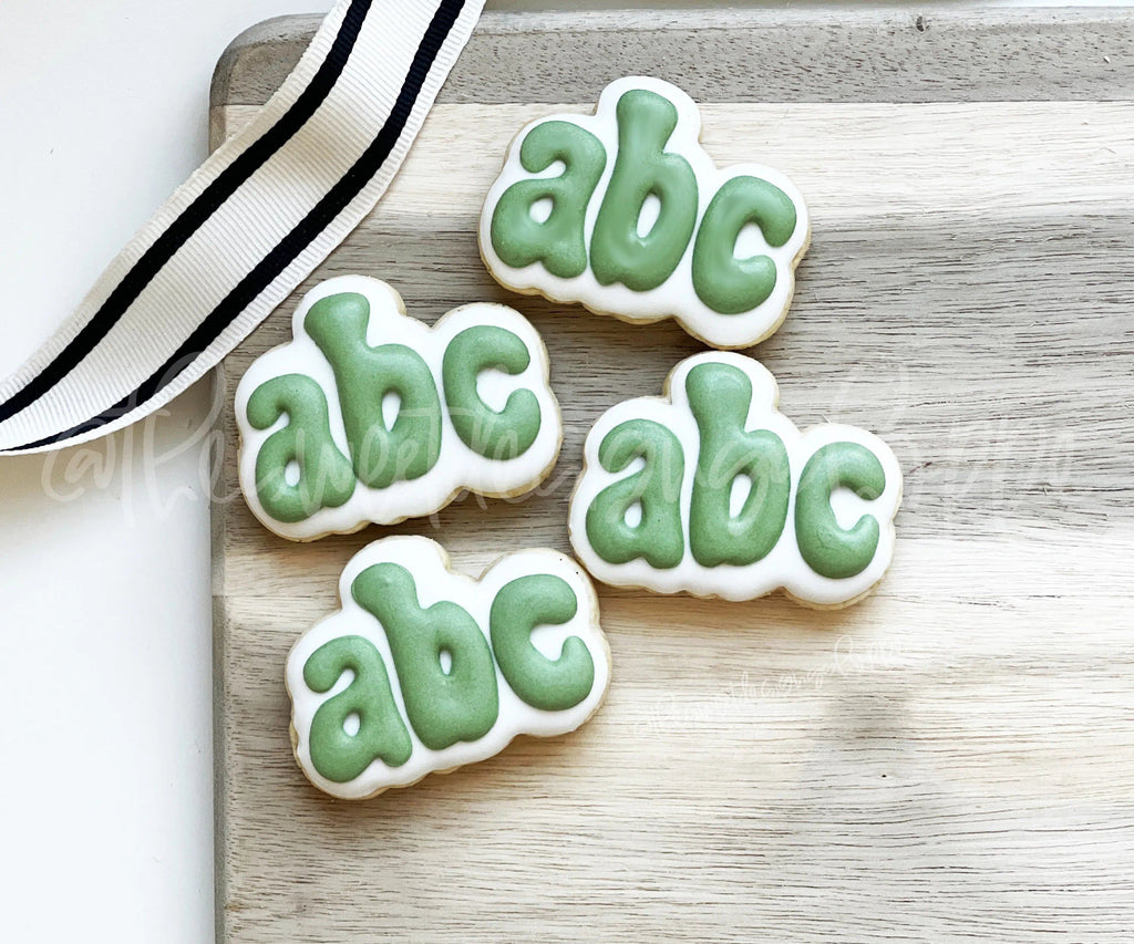 Cookie Cutters - Groovy "abc" lowercase- Cookie Cutter - The Sweet Designs Shoppe - - ABC, ALL, back to school, Cookie Cutter, handlettering, letter, Lettering, Letters, letters and numbers, Plaque, Plaques, PLAQUES HANDLETTERING, Promocode, Retro, School, School / Graduation, school supplies, text