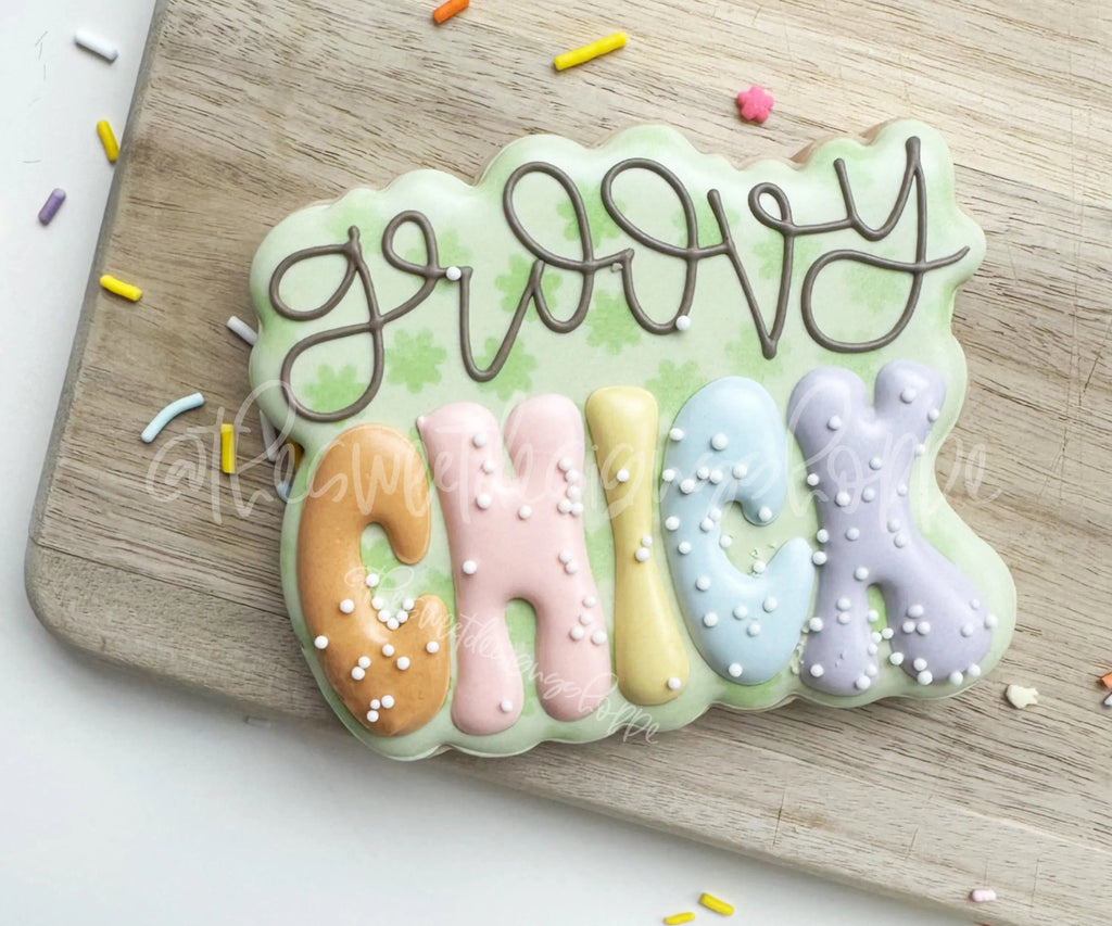 Cookie Cutters - Groovy Chick Plaque - Cookie Cutter - The Sweet Designs Shoppe - - ALL, Cookie Cutter, Easter, Easter / Spring, groovy, Plaque, Plaques, Promocode