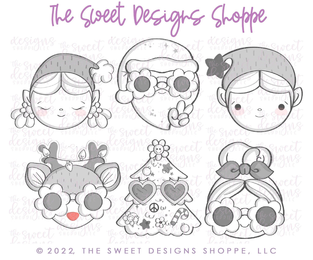 Cookie Cutters - Groovy Christmas Set - Set of 6 - Cookie Cutters - The Sweet Designs Shoppe - TSDS - - ALL,Christmas,Christmas / Winter,Christmas Cookies,Cookie Cutter,groovy,Mini Sets,Promocode,regular sets,Retro,Santa,Santa Claus,set
