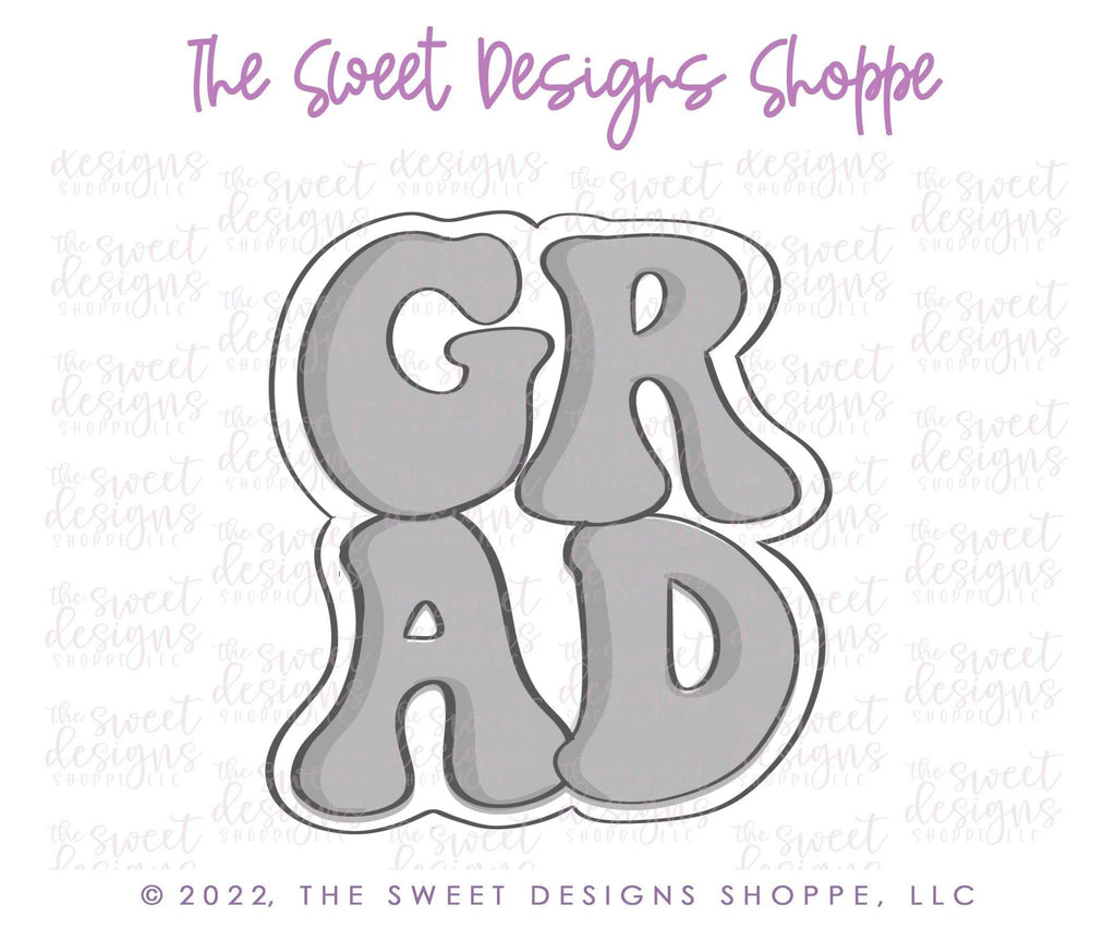 Cookie Cutters - Groovy Grad Plaque - Cookie Cutter - The Sweet Designs Shoppe - - ALL, Cookie Cutter, Grad, Graduation, graduations, handlettering, Plaque, Plaques, PLAQUES HANDLETTERING, Promocode, School, School / Graduation