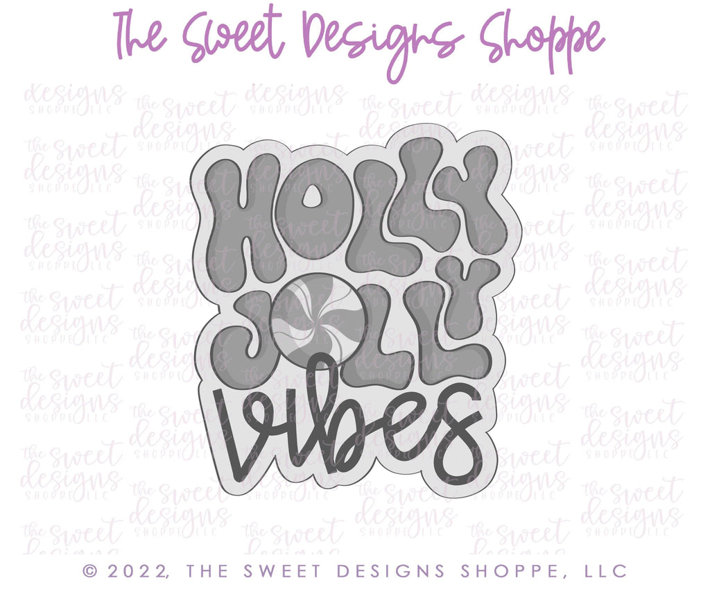 Cookie Cutters - Groovy Holly Vibes Plaque - Cookie Cutter - Sweet Designs Shoppe - - ALL, Christmas, Christmas / Winter, Christmas Cookies, Cookie Cutter, handlettering, Plaque, Plaques, PLAQUES HANDLETTERING, Promocode