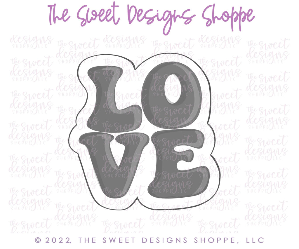 Cookie Cutters - Groovy LOVE Plaque - Cookie Cutter - Sweet Designs Shoppe - - ALL, Cookie Cutter, groovy, Love, Plaque, Plaques, Promocode, Retro, valentine, valentines