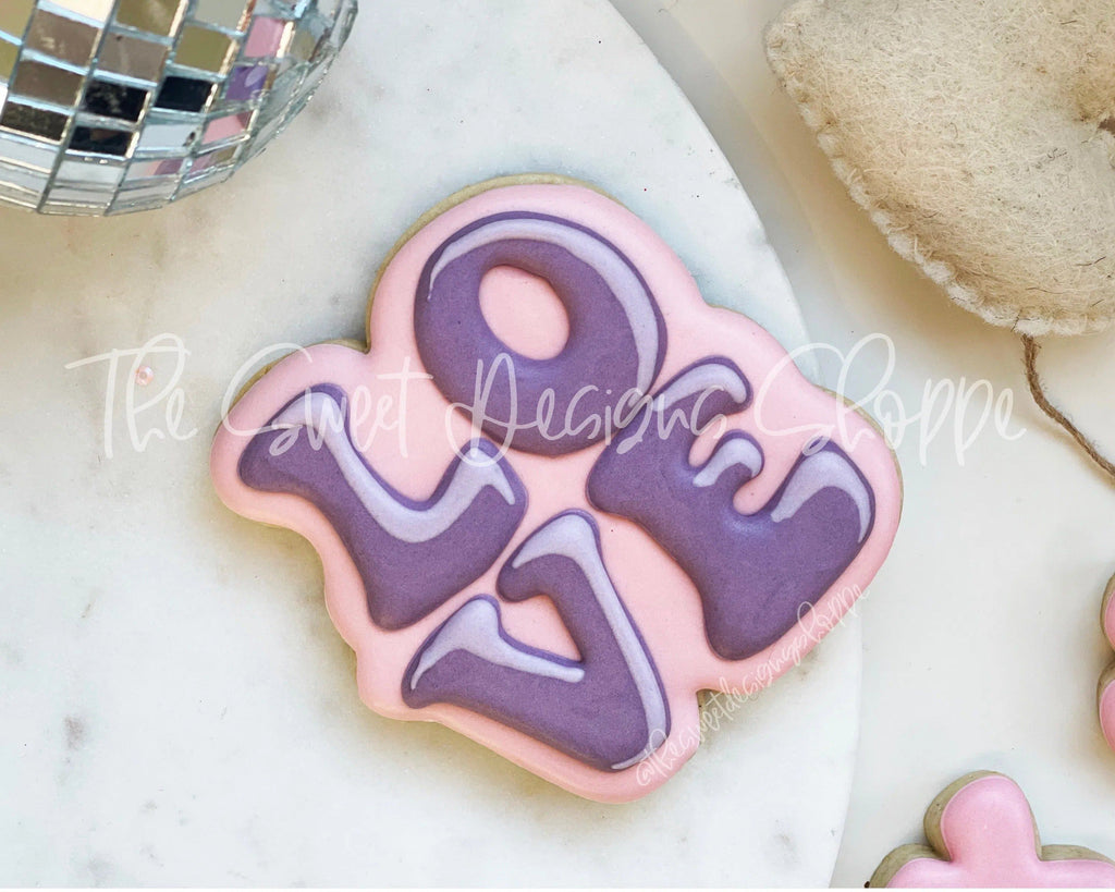 Cookie Cutters - Groovy LOVE Plaque - Cookie Cutter - The Sweet Designs Shoppe - - ALL, Cookie Cutter, groovy, Love, Plaque, Plaques, Promocode, Retro, valentine, valentines