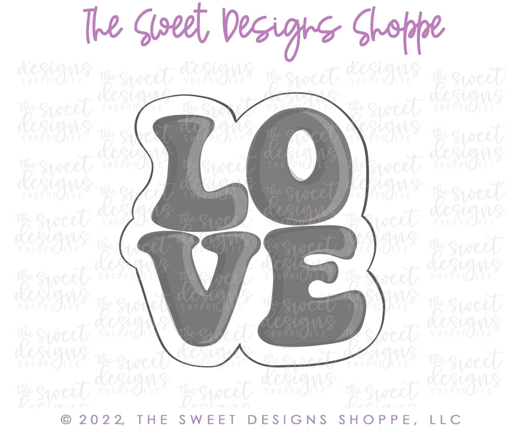 Cookie Cutters - Groovy LOVE Plaque - Cookie Cutter - The Sweet Designs Shoppe - - ALL, Cookie Cutter, groovy, Love, Plaque, Plaques, Promocode, Retro, valentine, valentines