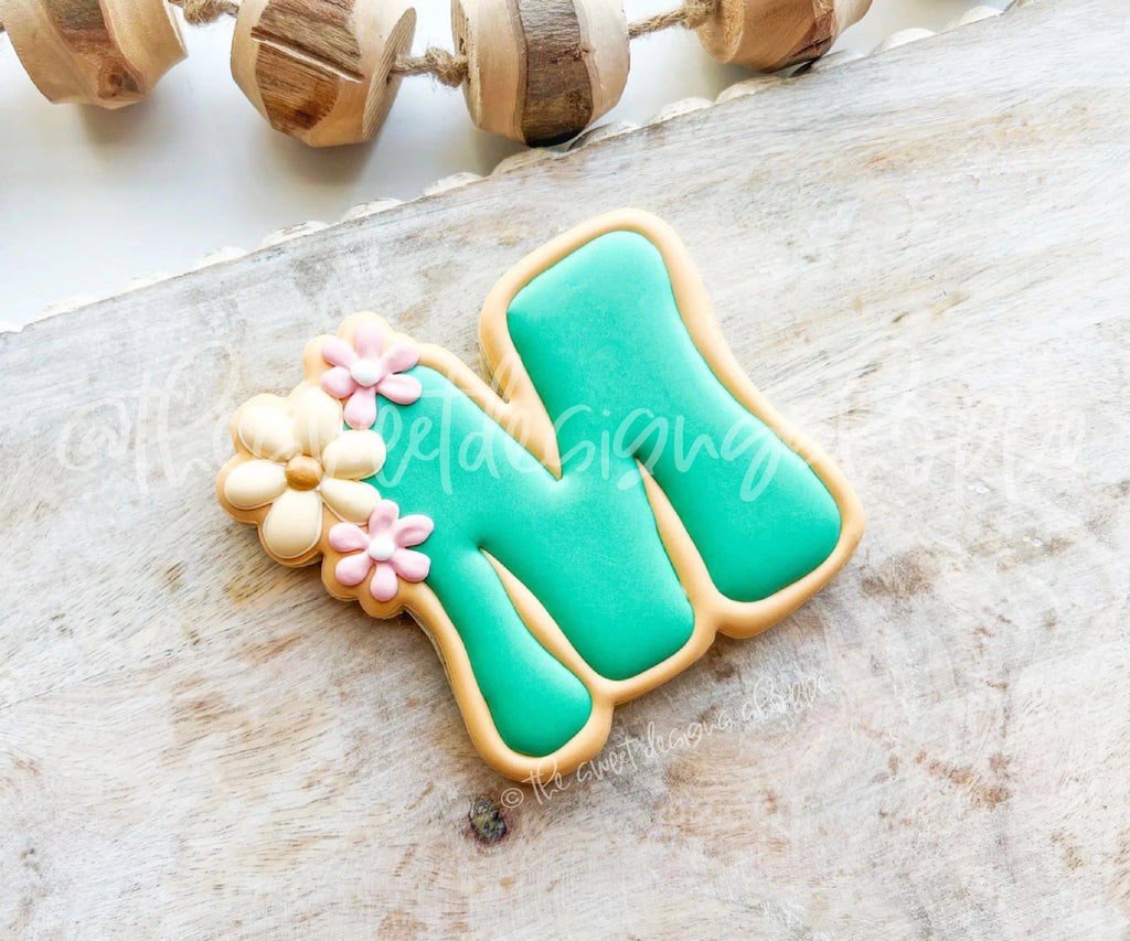 Cookie Cutters - Groovy M with Daisies A - Cookie Cutter - Sweet Designs Shoppe - - ALL, Cookie Cutter, Daisy, Flower, Flowers, Leaves and Flowers, letter, Lettering, Letters, letters and numbers, MOM, Mom Plaque, mother, mothers DAY, Promocode