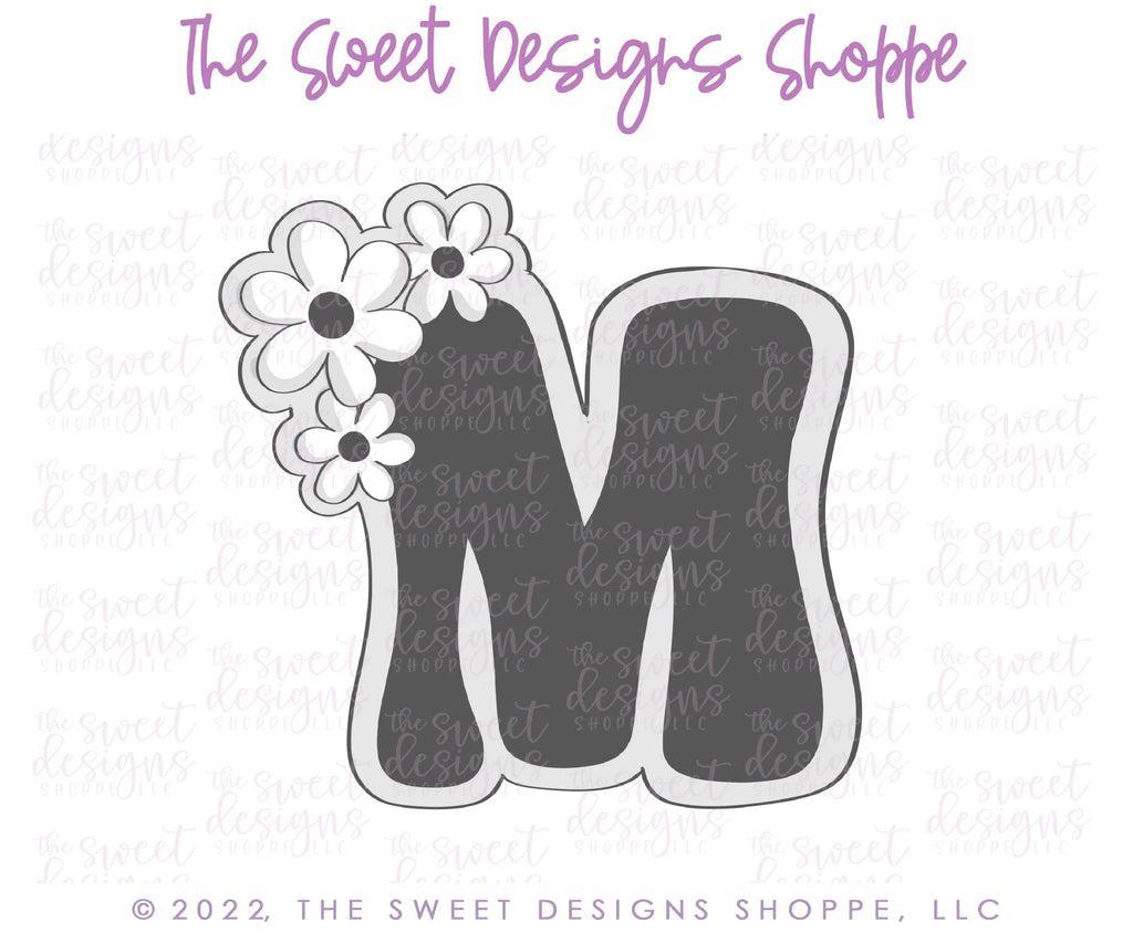 Cookie Cutters - Groovy M with Daisies A - Cookie Cutter - Sweet Designs Shoppe - - ALL, Cookie Cutter, Daisy, Flower, Flowers, Leaves and Flowers, letter, Lettering, Letters, letters and numbers, MOM, Mom Plaque, mother, mothers DAY, Promocode