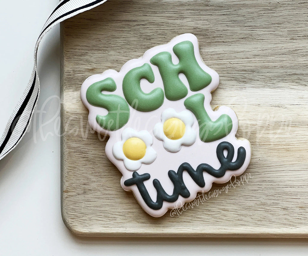 Cookie Cutters - Groovy School Time Plaque - Cookie Cutter - The Sweet Designs Shoppe - - ALL, back to school, Cookie Cutter, groovy, Plaque, Plaques, PLAQUES HANDLETTERING, Promocode, Retro, School, School / Graduation, school supplies