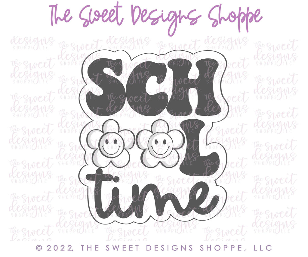 Cookie Cutters - Groovy School Time Plaque - Cookie Cutter - The Sweet Designs Shoppe - TSDS - - ALL,back to school,Cookie Cutter,groovy,Plaque,Plaques,PLAQUES HANDLETTERING,Promocode,Retro,School,School / Graduation,school supplies