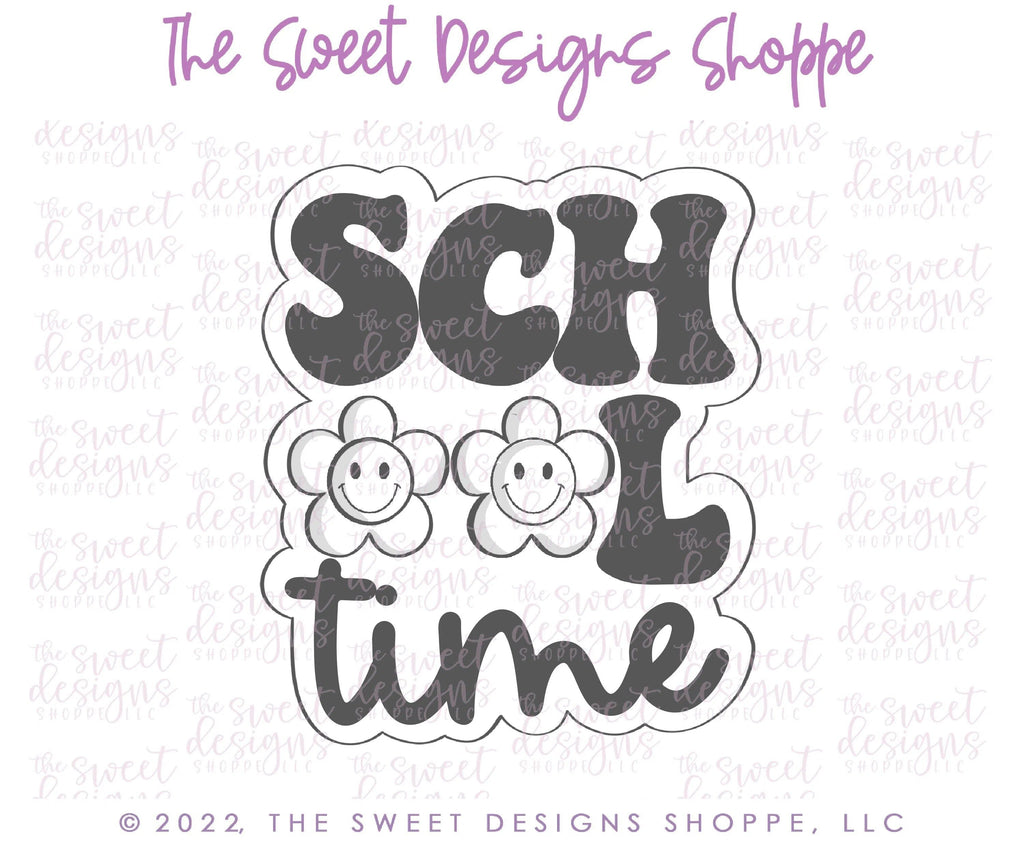 Cookie Cutters - Groovy School Time Plaque - Cookie Cutter - The Sweet Designs Shoppe - - ALL, back to school, Cookie Cutter, groovy, Plaque, Plaques, PLAQUES HANDLETTERING, Promocode, Retro, School, School / Graduation, school supplies