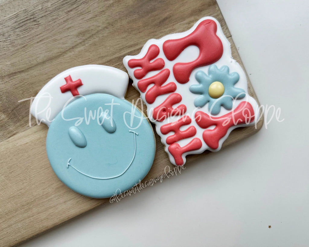 Cookie Cutters - Groovy Thank you Plaque and Nurse Smiley Face Cookie Cutter Set - 2 Piece Set - Cookie Cutters - Sweet Designs Shoppe - - ALL, Cookie Cutter, MEDICAL, Mini Set, Mini Sets, Nurse, Nurse Appreciation, Promocode, regular sets, set, sets