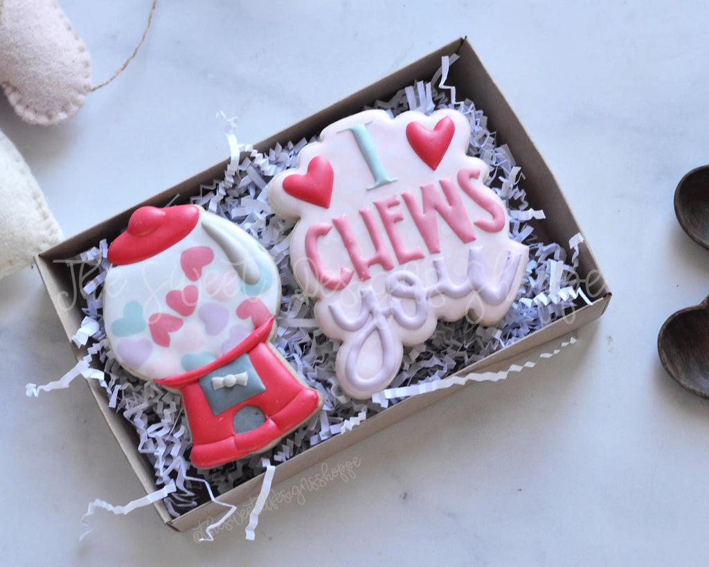 Cookie Cutters - Gumball Machine and Plaque Set - 2 Piece Set - Cookie Cutters - The Sweet Designs Shoppe - - ALL, Cookie Cutter, Food, Food and Beverage, Food beverages, I CHEWS you Plaque, Mini Set, Mini Sets, Promocode, regular sets, set, sets, valentine, valentines