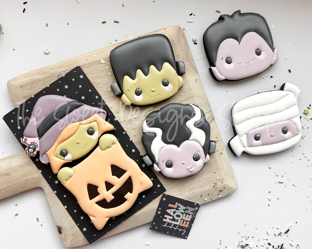 Cookie Cutters - Halloween Character Treat Bag Sets - Cookie Cutters Set - Set of 6 - Cookie Cutters - The Sweet Designs Shoppe - TSDS - - ALL,Cookie Cutter,dracula,Frankenstein,Frankestein,halloween,monster,mummy,Promocode,regular sets,set,STL,Witch