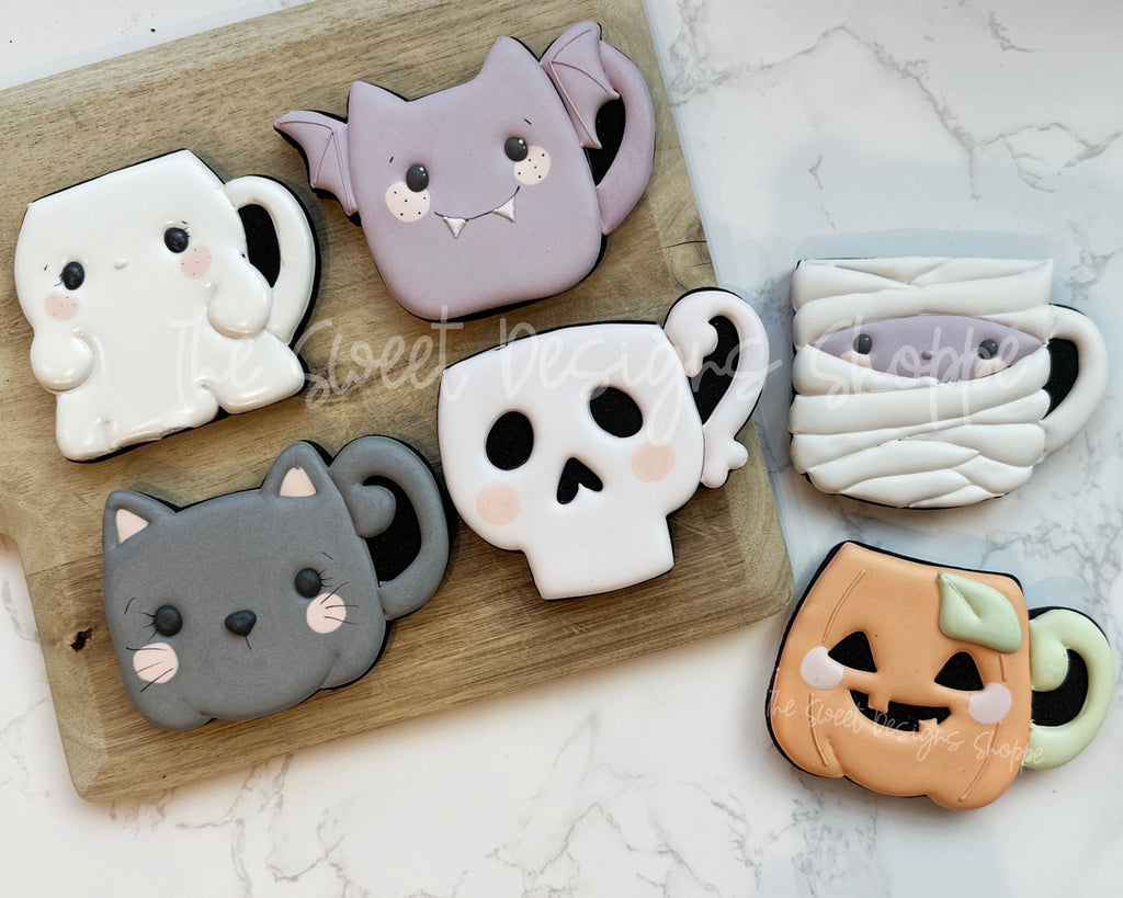 Cookie Cutters - Halloween Cute Mugs Cookie Cutters Set - Set of 6 - Cookie Cutters - The Sweet Designs Shoppe - TSDS - - ALL,Coffee,Cookie Cutter,Food & Beverages,Food and Beverage,halloween,Mini Sets,Promocode,regular sets,set,STL