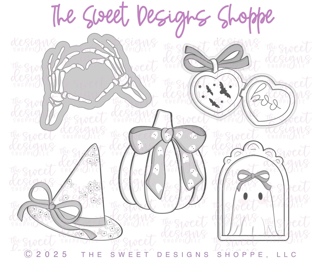 Cookie Cutters - Halloween & Love Cookie Cutter Set - Set of 5 - Cookie Cutters - The Sweet Designs Shoppe - TSDS - - ALL,Cookie Cutter,Ghost,halloween,Promocode,regular sets,set,STL
