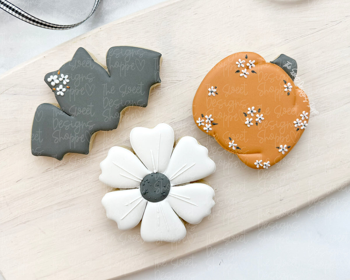 Cookie Cutters - Halloween Lovely Set - Set of 3 - Cookie Cutters - The Sweet Designs Shoppe - TSDS - - ALL,bat,Cookie Cutter,Daisy,Flower,halloween,Promocode,Pumpkin,regular sets,set,STL