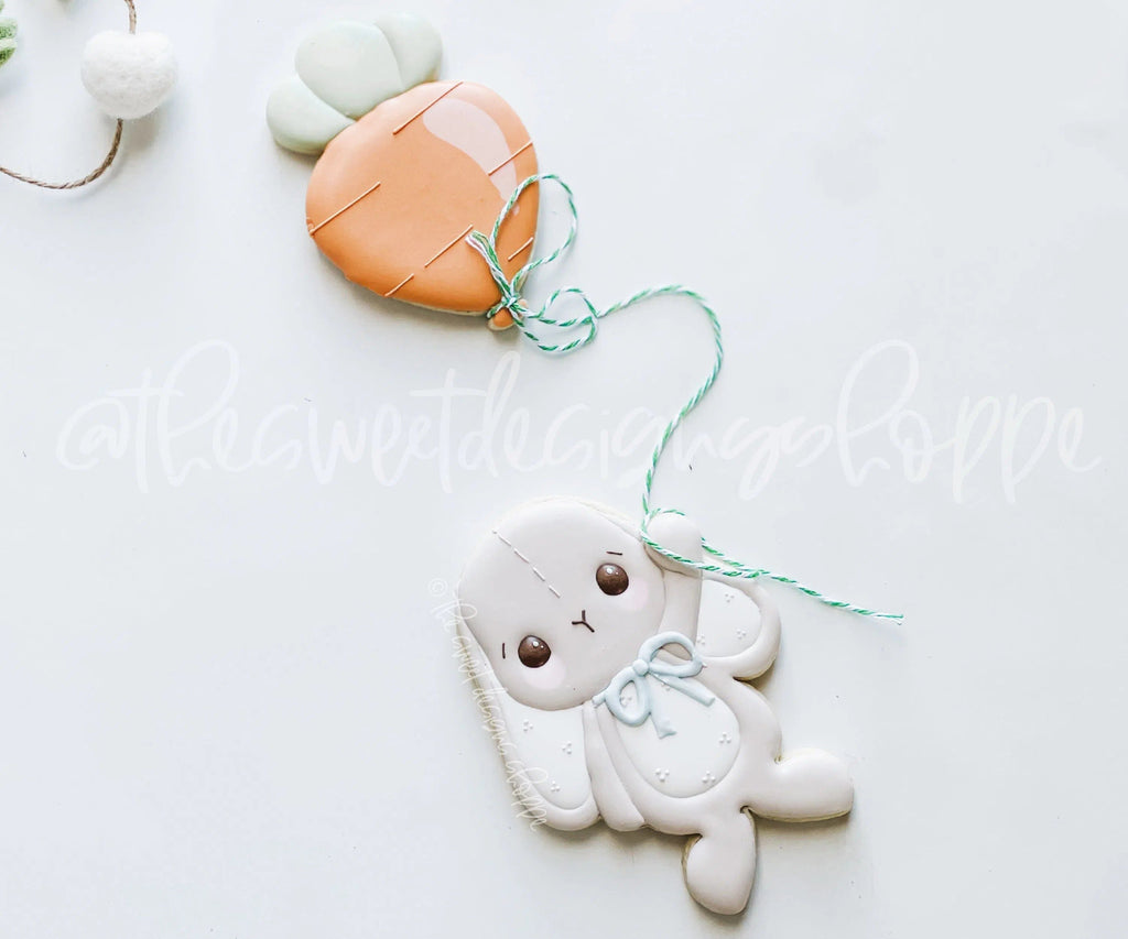 Cookie Cutters - Hanging Bunny, Girly Bunny and Carrot Balloon - 3 Piece Set - Cookie Cutters - The Sweet Designs Shoppe - Set of 3 - Cutters ( 2 Fat and 1 Regular) - ALL, Animal, Animals, Animals and Insects, Cookie Cutter, Easter, Easter / Spring, Mini Set, Mini Sets, Promocode, regular sets, set, sets