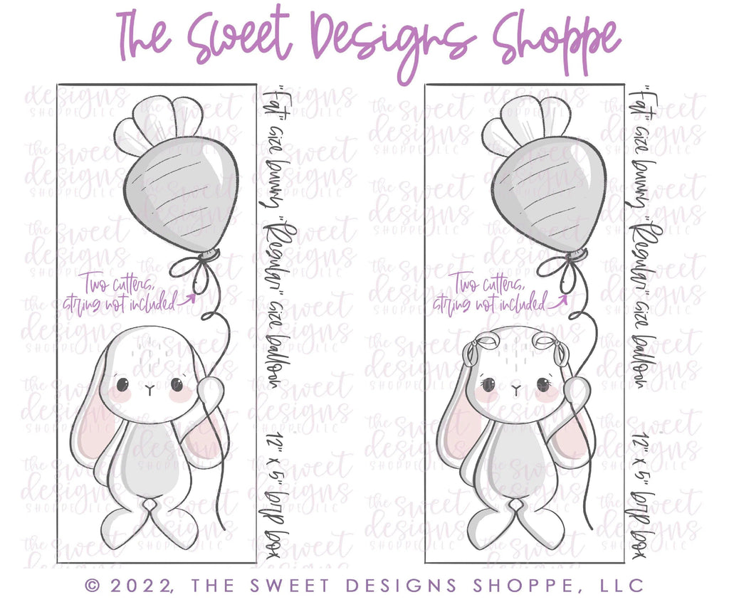 Cookie Cutters - Hanging Bunny, Girly Bunny and Carrot Balloon - 3 Piece Set - Cookie Cutters - The Sweet Designs Shoppe - TSDS - - ALL,Animal,Animals,Animals and Insects,Cookie Cutter,Easter,Easter / Spring,Mini Set,Mini Sets,Promocode,regular sets,set,sets,STL