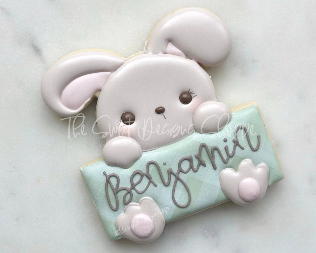 Cookie Cutters - Hanging Bunny Plaque - Cookie Cutter - Sweet Designs Shoppe - - ALL, Animal, animal plaque, Animals, Animals and Insects, Bunny, Cookie Cutter, Easter, Easter / Spring, Plaque, Plaques, Promocode