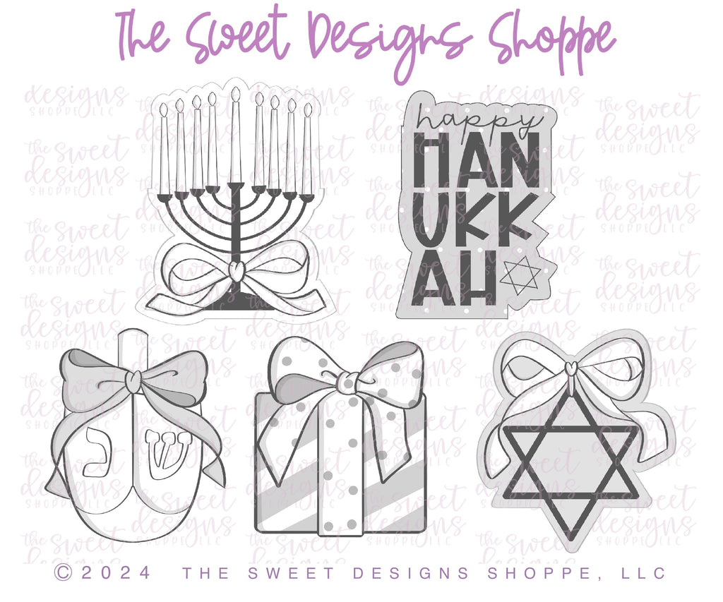 Cookie Cutters - Hanukkah Celebration Cookie Cutters Set - Set of 5 - Cookie Cutters - The Sweet Designs Shoppe - - ALL, Cookie Cutter, Hanukkah, Mini Sets, new, Promocode, regular sets, set, STL