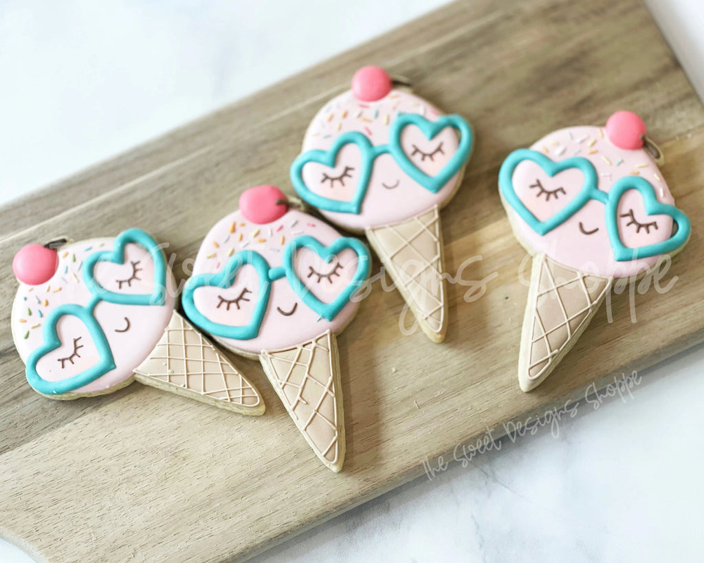 Cookie Cutters - Happy And Funky Ice Cream - Cookie Cutter - Sweet Designs Shoppe - - ALL, cone, Cookie Cutter, Food, Food & Beverages, Ice Cream, icecream, pop, popscicle, Promocode, Sweet, Sweets, valentine, valentines