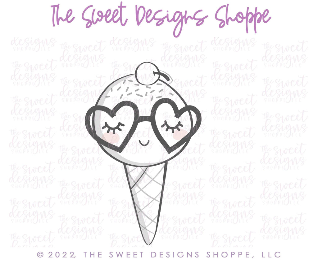 Cookie Cutters - Happy And Funky Ice Cream - Cookie Cutter - The Sweet Designs Shoppe - - ALL, cone, Cookie Cutter, Food, Food & Beverages, Ice Cream, icecream, pop, popscicle, Promocode, Sweet, Sweets, valentine, valentines