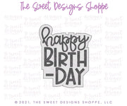 Cookie Cutters - Happy Birthday Modern Plaque - Cookie Cutter - The Sweet Designs Shoppe - TSDS - - ALL,Birthday,Cookie Cutter,Plaque,Plaques,PLAQUES HANDLETTERING,Promocode,STL