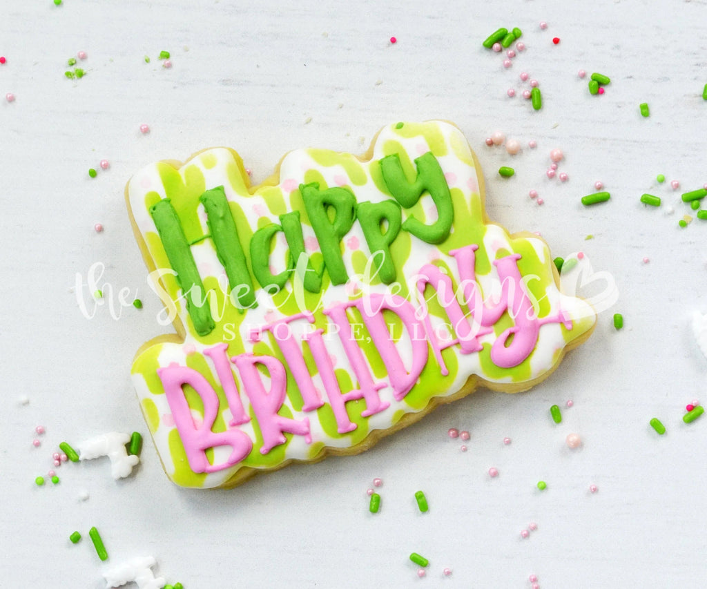 Cookie Cutters - Happy Birthday Plaque (ONE) - Cutter - Sweet Designs Shoppe - - ALL, Birthday, Cookie Cutter, Lettering, Promocode